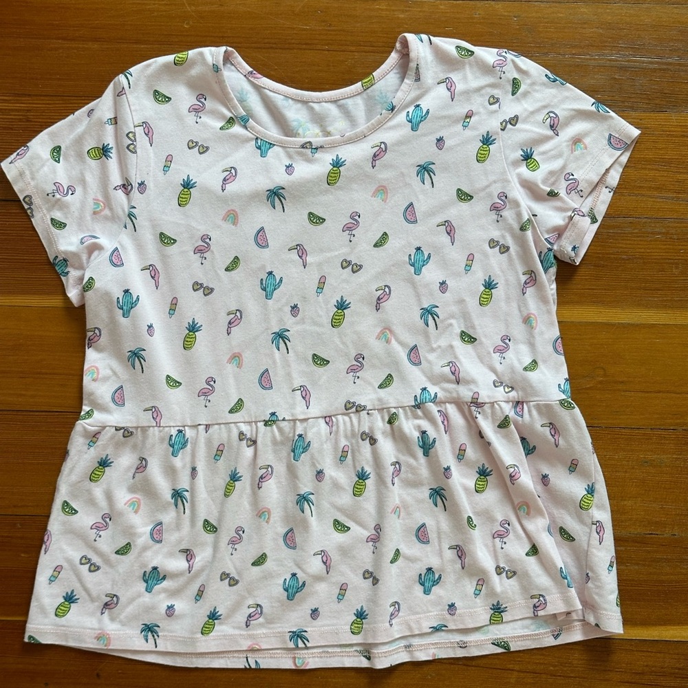 Tropical Print Pink Kids Tee